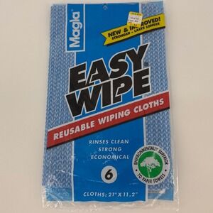 Magla Vintage 2002 Easy Wipe Reusable Wiping Cloths 6 Pack Blue 21x11.2